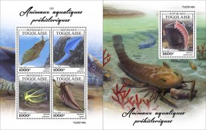 2025 12 - TOGO - PREHISTORIC WATER ANIMALS      4V+ 1V  complet set    MNH **