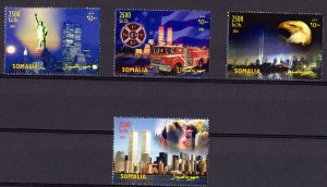 Somalia 2003 THE TWIN TOWERS WE SHALL NEVER FORGET/STATUE OF LIBERTY Set (4) MNH