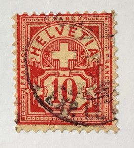 Switzerland 1894-1924 Scott 73 used - 10c, Cross over value numeral plate