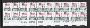 #1338D MNH Plate Block Strip of 20