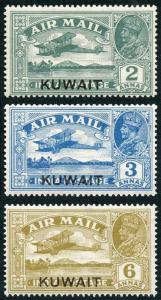 Kuwait SG31/4 1933-34 KGV Airmail Set with Opt (Missing 4a value) M/M