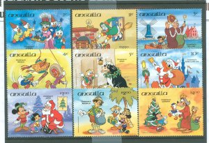 Anguilla #596-604  Single (Complete Set) (Disney)