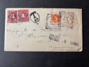 1898 England Cover Cinderford Glos to Canton PA USA Postage Due Collect
