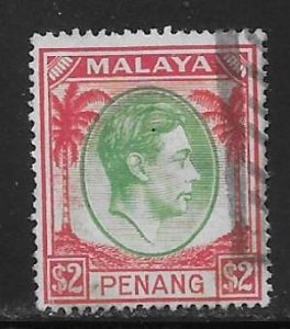 Malaya Penang 21 $2 King George VI single Used