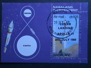 NAGALAND-1969 LUNAR LANDING-APOLLO II-OVPT- CTO S/S-V-OG-FANCY CANCEL