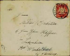 15. Germany cover Bavaria Bayern Stamp 10 pfennig used handstamped Erlangen 1910