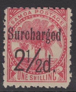 SAMOA SG86 1898 2½d on 1/= DULL ROSE-CARMINE MTD MINT