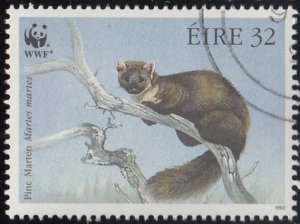 Ireland 1992 used Sc #869 32p Pine Marten on tree branch WWF