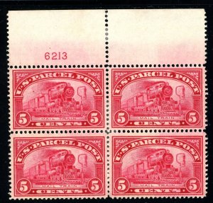 USAstamps Unused VF US 1913 Parcel Post Plate Block Scott Q5 OG MHR SCV $325