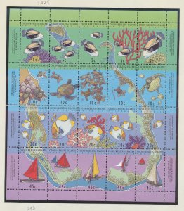 COCOS ISLANDS - Scott 292f - MNH S/S  - fish, turtle, map, sailboat - 1994