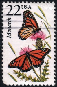 SC#2287 22¢ North American Wildlife: Monarch (1987) Used