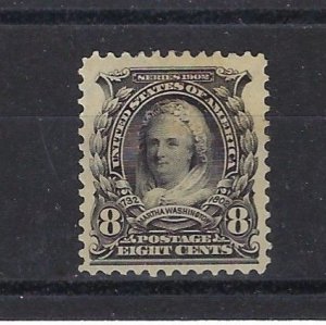 U.S.  #306 MINT, F-VF, HINGED, 8 CENT MARTHA WASHINGTON