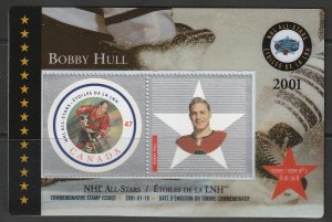 Canada 2001 Sc 1885e Bobby Hull collectors stamp card