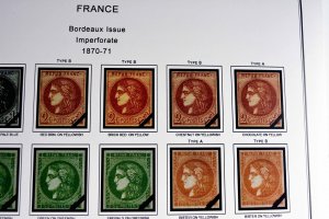 COLOR PRINTED FRANCE 1849-1939 STAMP ALBUM PAGES (29 illustrated pages)