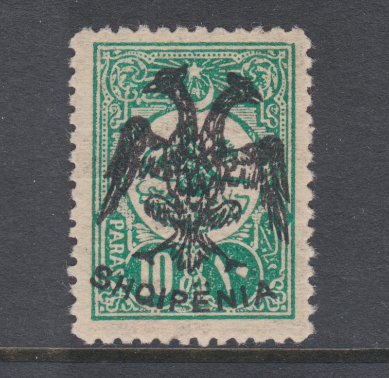 Albania Sc 5 MLH. 1913 10pa blue green with Double Headed Eagle overprint
