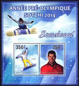 Djibouti 2013 Olympics Games Sochi 2014 (XV) Snowboard Sheet MNH