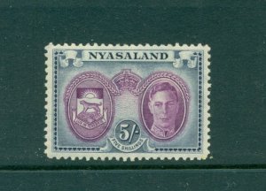 Nyasaland Prot. - Sc# 79. 1945 GEO VI 5SH. Mint NH. $7.00.