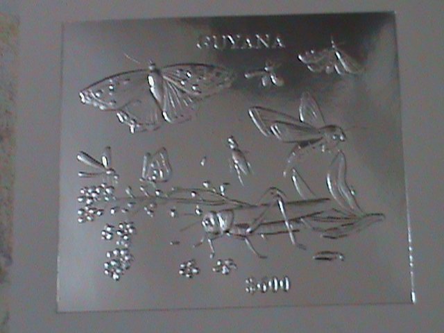 ​GUYANA-RARE LOVELY BEAUTIFUL BUTTERFLIES GOLD & SILVER IMPERF S/S MNH VF