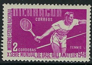 Nicaragua 729 MLH 1949 Tennis Player (an2038)