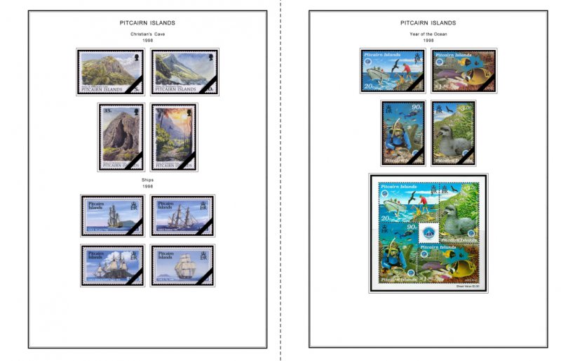 COLOR PRINTED PITCAIRN ISLANDS 1940-2010 STAMP ALBUM PAGES (118 illustr. pages)