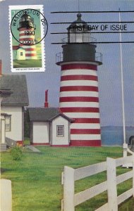 1990 FDC, #2472, 25c Lighthouse, postcard