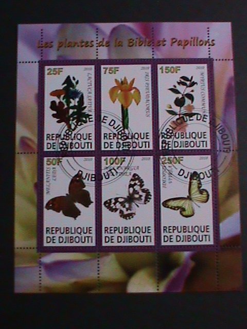 ​DJIBOUTI-2007- WOLRLD FAMOUS LOVELY BUTTERFLIES & FLOWERS CTO SHEET VF-NO.5