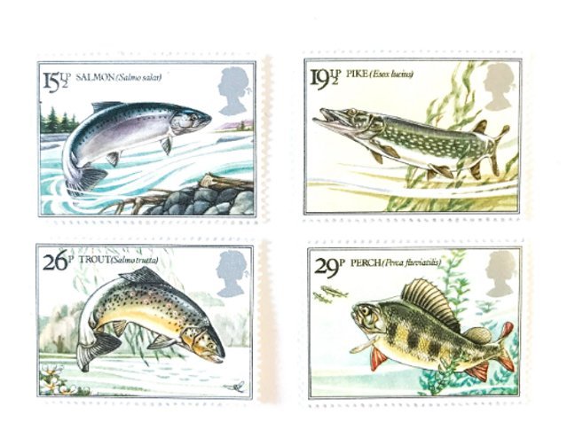 4 x British River Fishes UNused GB 1983 Mint MNH Vintage Postage Stamps