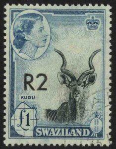 Swaziland SG77a 2r on One pound Type II middle Fine used Cat 27 pounds 