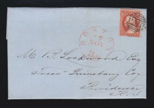 US 10 or 10a 1851 Issue 3c Washington Orange Brown on Cover (-013)