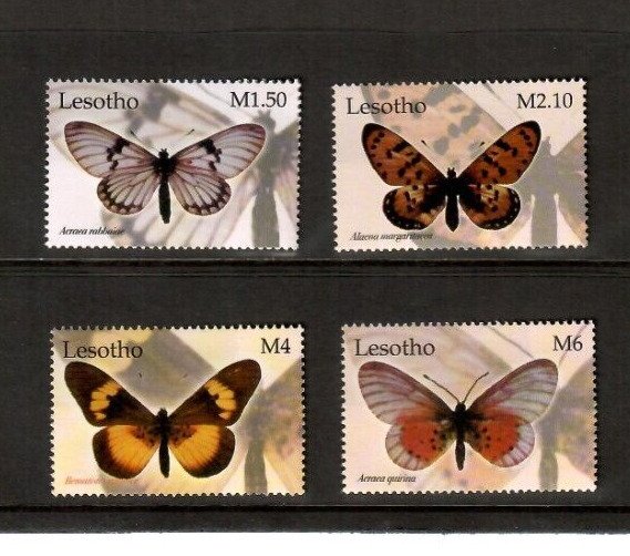 Lesotho 2004 - Butterflies - Set of 4 Stamps - Scott #1350-3 - MNH