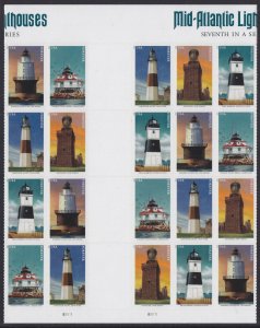 US 5625b Mid-Atlantic Lighthouses F vert gutter block 20 MNH 2021