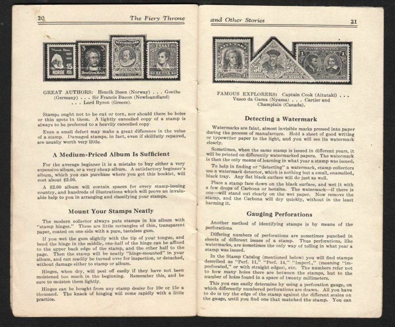 1932 The Fiery Throne stamp stories H E Harris 24 pgs