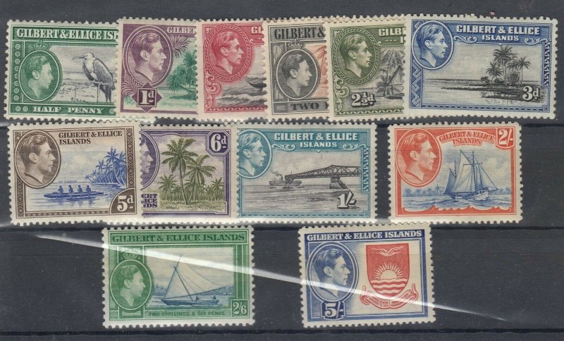 Gilbert & Ellice Islands KGVI 1939 Set To 5/- SG43/54 MH/MNH (High Values) J7609
