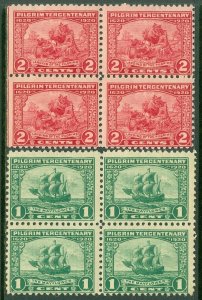 EDW1949SELL : USA 1920 Scott #548-49 Blocks of 4. Mint Never Hinged. Cat $85+