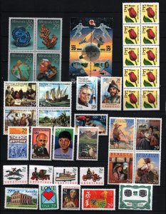 UNITED STATES 1992 SET OF 42 STAMPS, SHEET WITH 10 STAMPS & BOOKLET PANE MNH