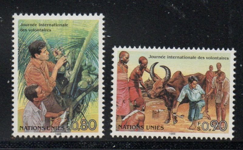 UN Geneva Sc 167-168 1988  International Volunteer Day stamp set mint NH