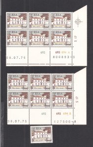 SOUTH AFRICA SC# 447 CONTROL B/6 CYLINDER#692-4 A&B #0  FVF/MNH  1975