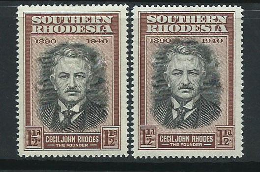 Southern Rhodesia SG 55 & 55A Scott 58: variety flaw shirt colour  MLH see scans