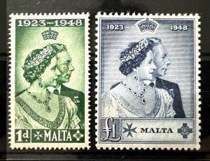 MALTA 1948 Royal Silver Wedding set of 2V MM SG#249-250 M6023