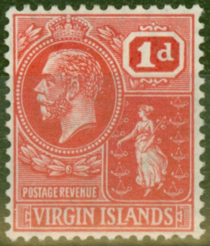 British Virgin Is 1928 1d Scarlet SG89 Fine Lightly Mtd Mint