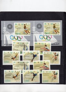 FUJEIRA 1971 SUMMER OLYMPIC GAMES MUNICH 2 SETS OF 5 STAMPS & 2 S/S MNH