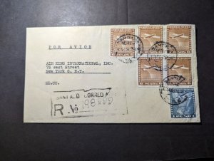 1947 Registered Chile Airmail Cover Santiago to New York NY USA Air King Intl