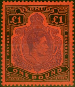 Bermuda 1951 £1 Violet & Black-Scarlet SG121d P.13 V.F MNH (8)