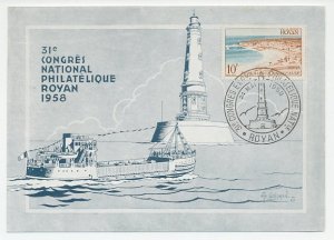 Maximum card Belgium 1958 Lighthouse - Philatelic Congress
