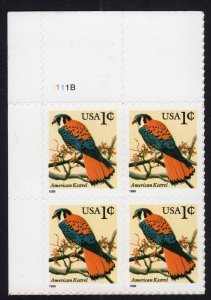 Scott #3031 American Kestrel 1999 Plate Block of 4 Stamps - MNH