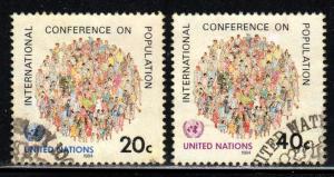 United Nations # 417-18 ~ Cplt Set 2  ~ Used (cto) Paper Yellow tint ~ cv .80