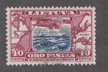 Lithuania # C80, Plane Litvanica over Water, Used