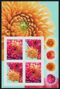 Canada 3238a Top Booklet Pane MNH Flowers, Dahlia