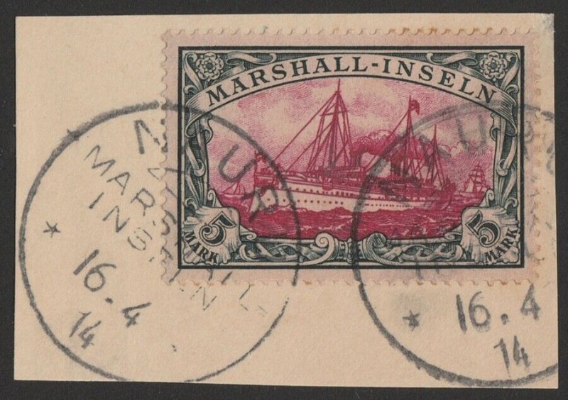 NAURU 1908 precursor use of Marshalls Yacht 5Mk red & black no wmk. Expertised. 