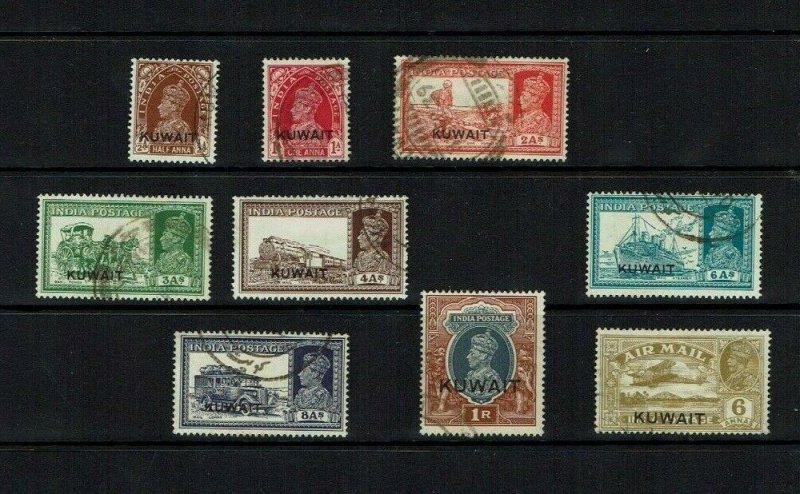 Kuwait: 1939, King George VI definitive set, overprints, good used